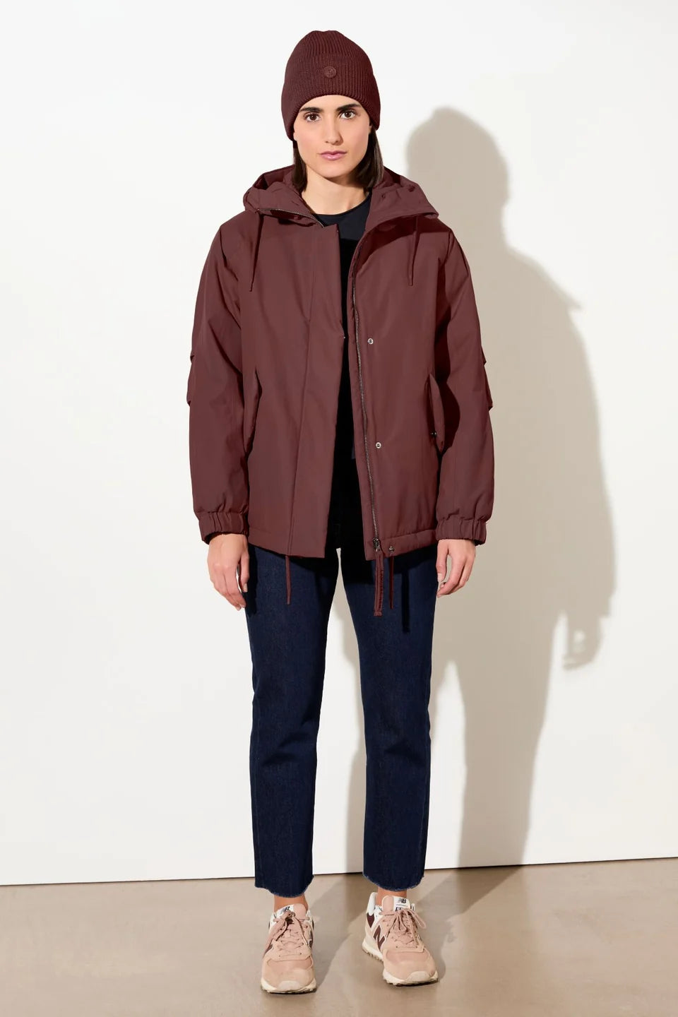 wattierter kurzparka in lockerem volumen burgundy (PA156CN08)
