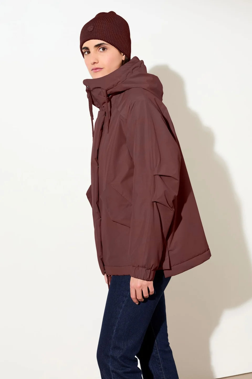 wattierter kurzparka in lockerem volumen burgundy (PA156CN08)