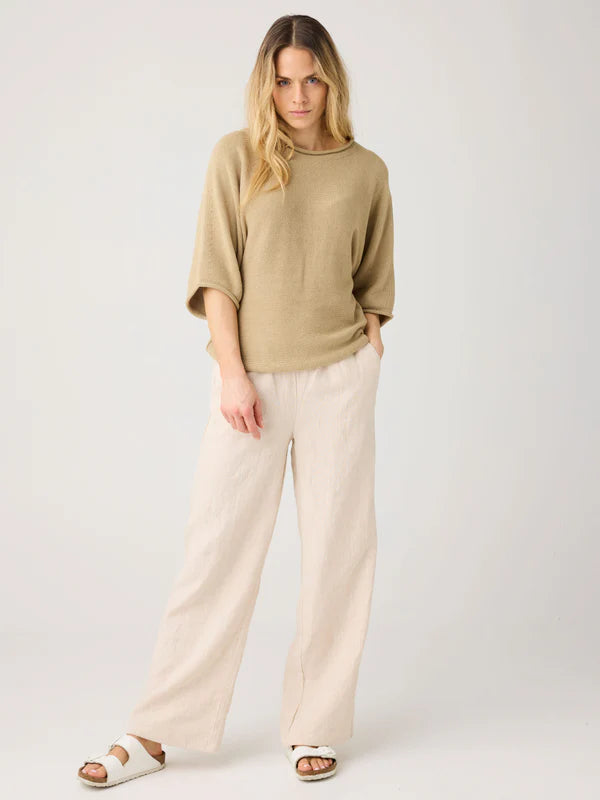 posey wide mid-rise linen pants light feather gray