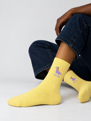 tennis sock butter yellow dino