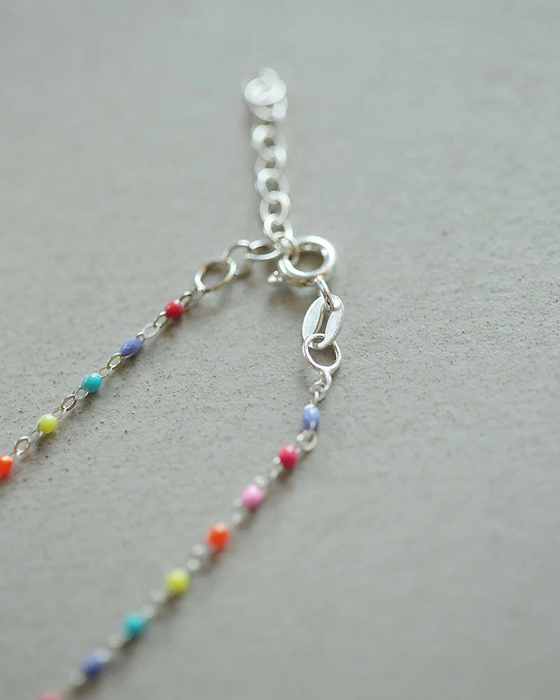 buntes perlenarmband lumi - silber