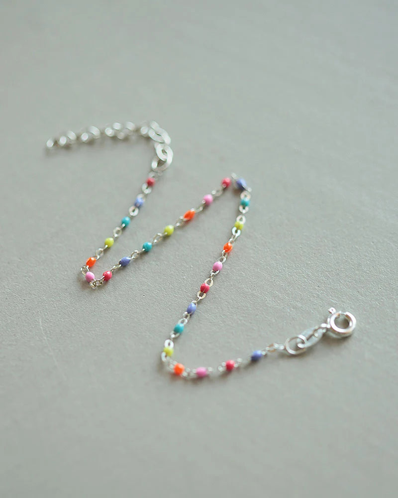 buntes perlenarmband lumi - silber