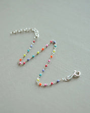 buntes perlenarmband lumi - silber