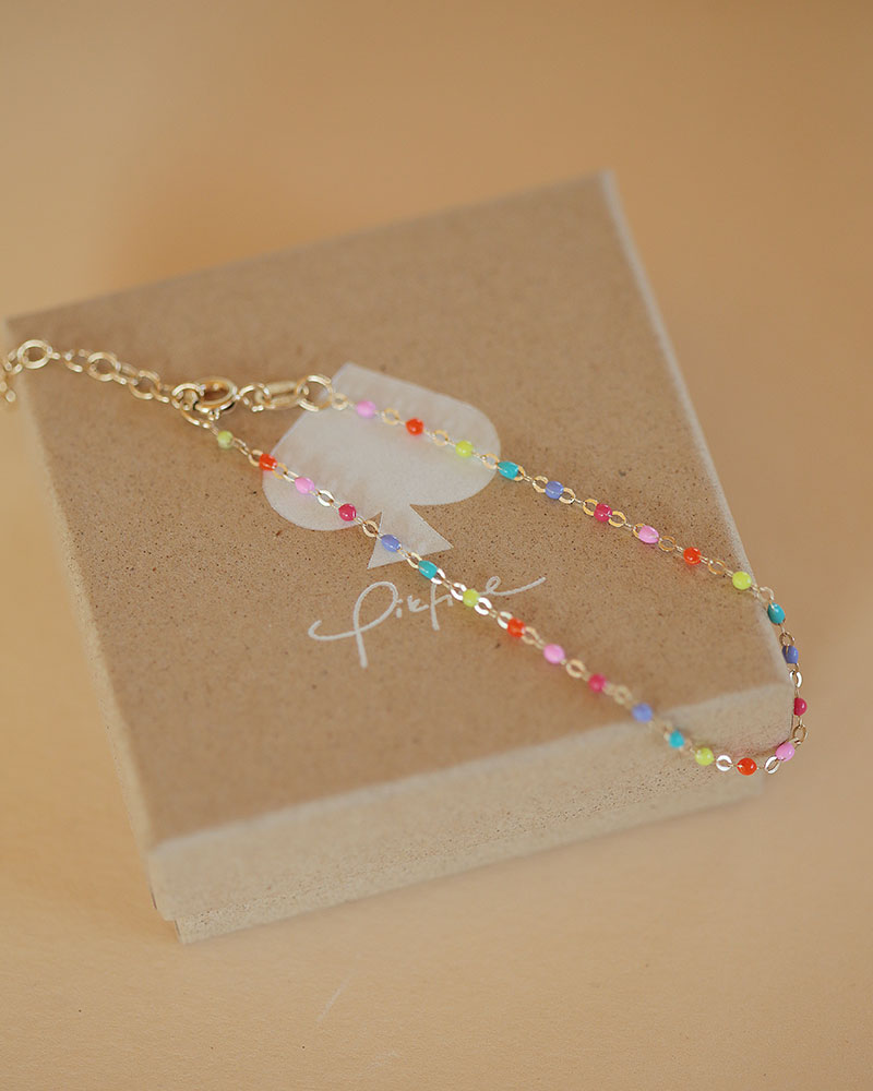 buntes perlenarmband lumi - vergoldet