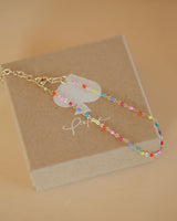 buntes perlenarmband lumi - vergoldet