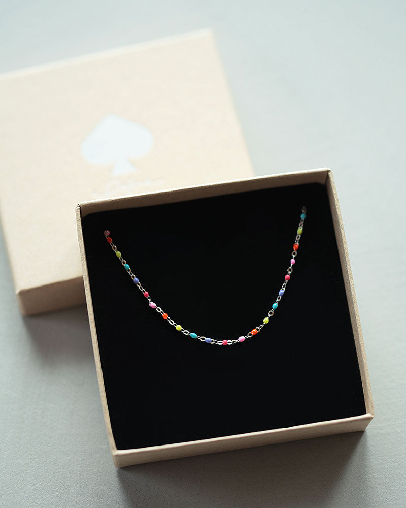 bunte perlenkette lumi - silber