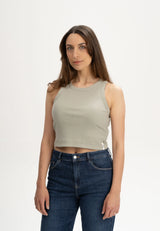cropped ribbed tanktop prisha dusty green