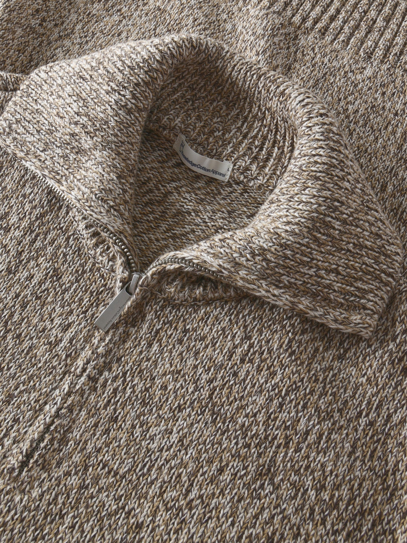quater zip sweater brown multi