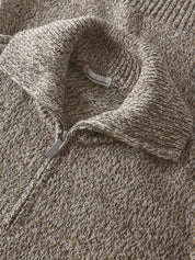 quater zip sweater brown multi