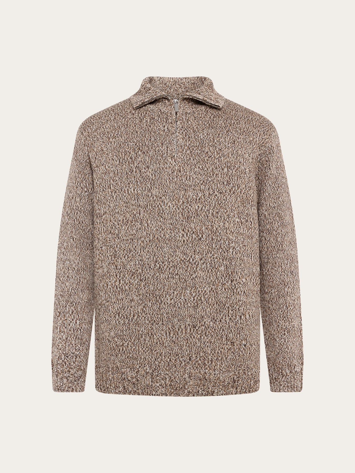 quater zip sweater brown multi