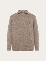 quater zip sweater brown multi