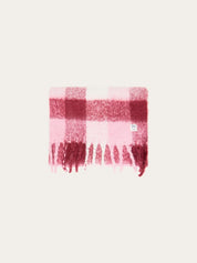 recycled fringe scarf red check
