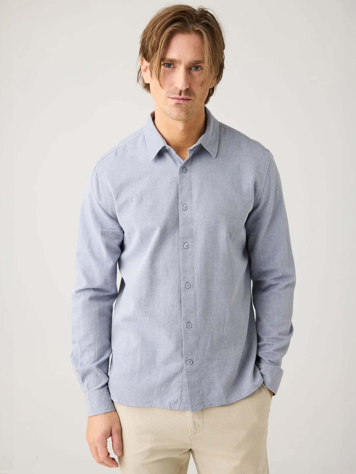 regular fit light twill shirt vintage indigo