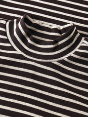 rib mock neck stripe-brown