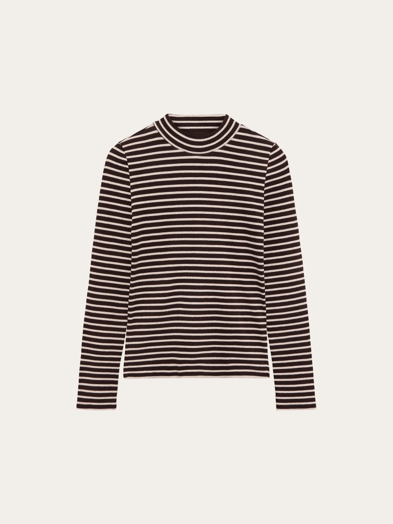 rib mock neck stripe-brown