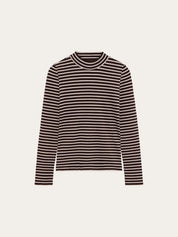 rib mock neck stripe-brown