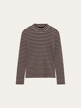 rib mock neck stripe-brown