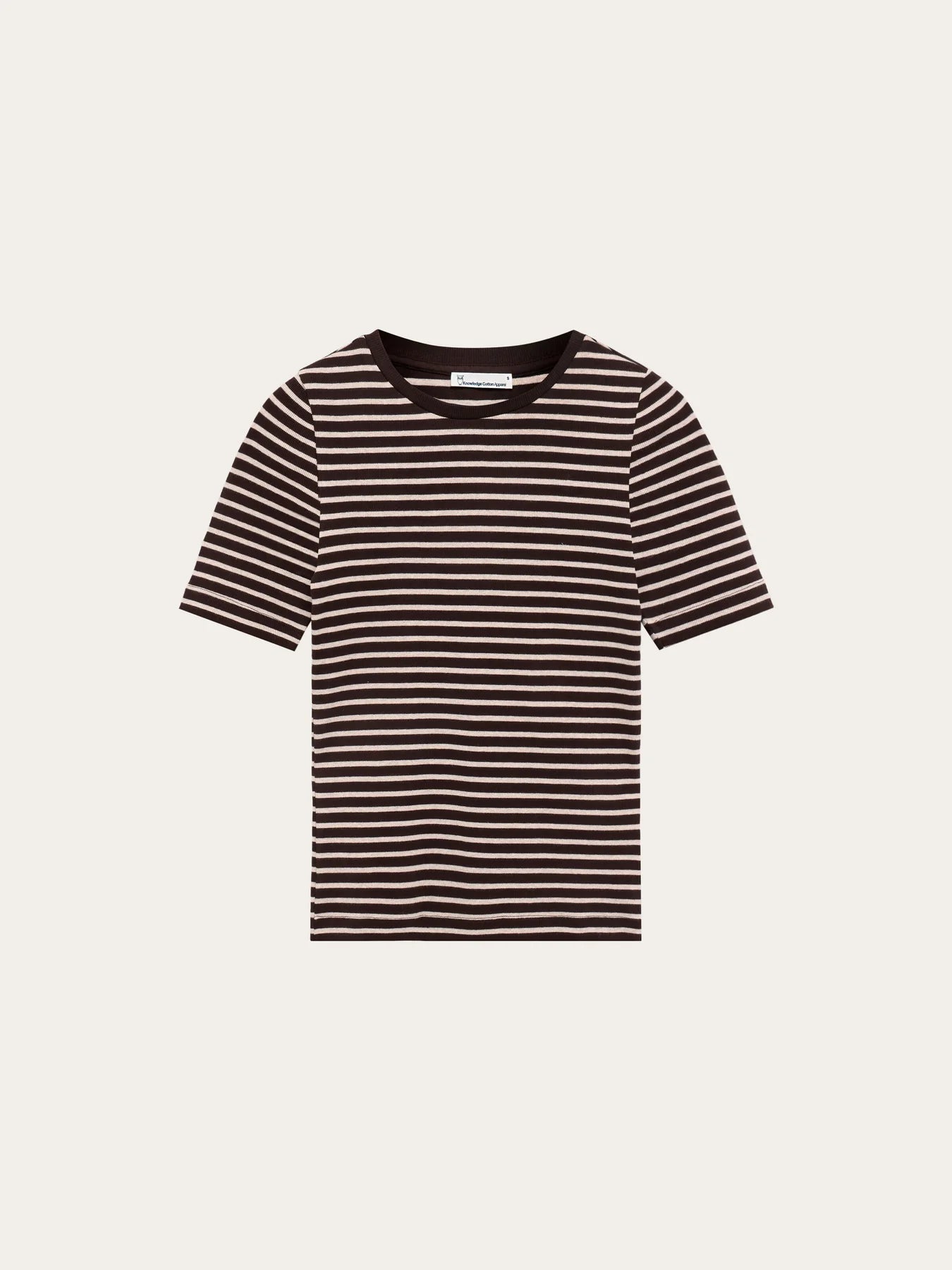 rib t-shirt stripe-brown