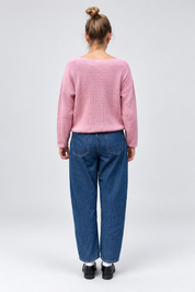 boatneck knit pullover bleached mauve
