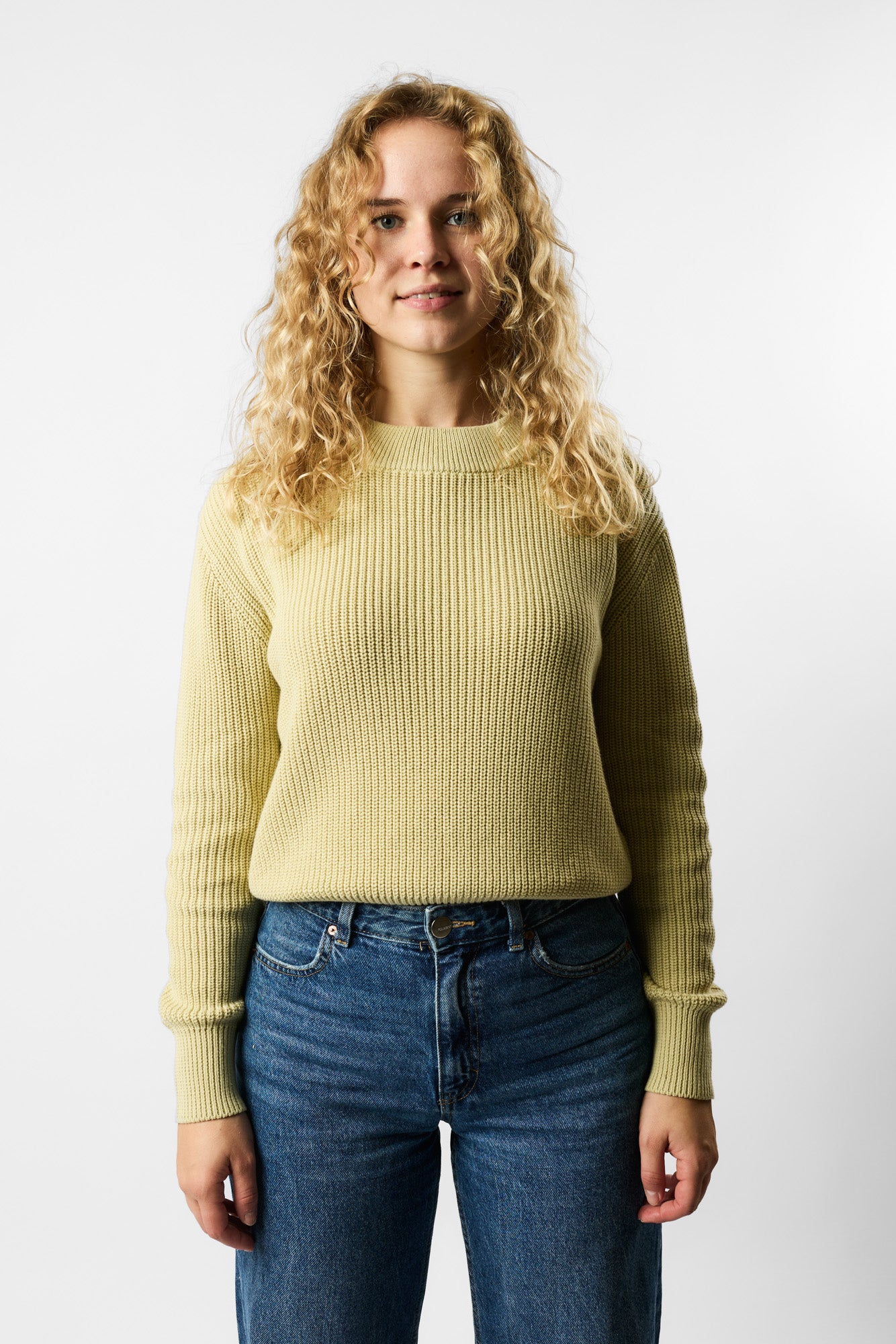 cropped organic knit pullover