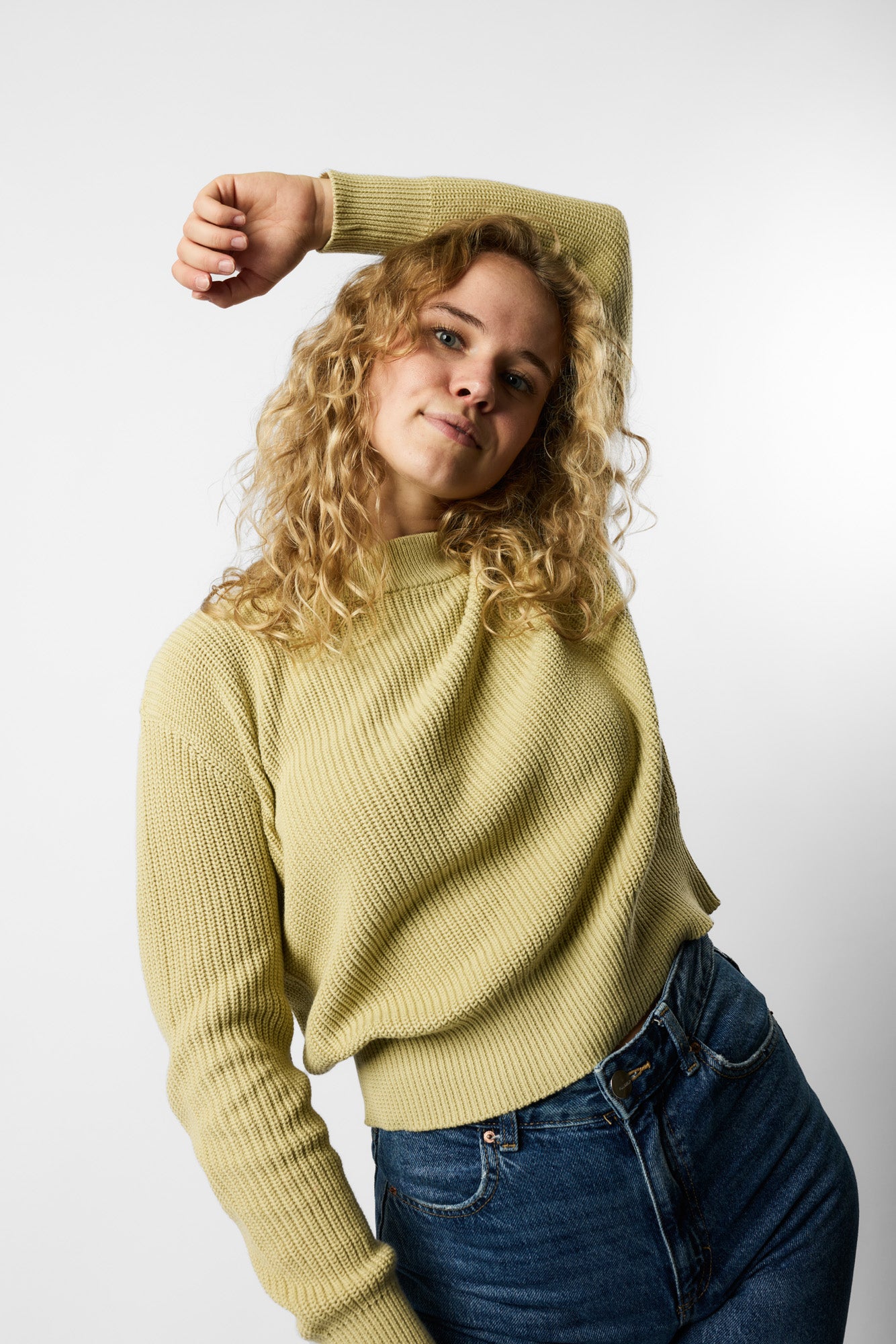 cropped organic knit pullover