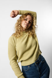 cropped organic knit pullover