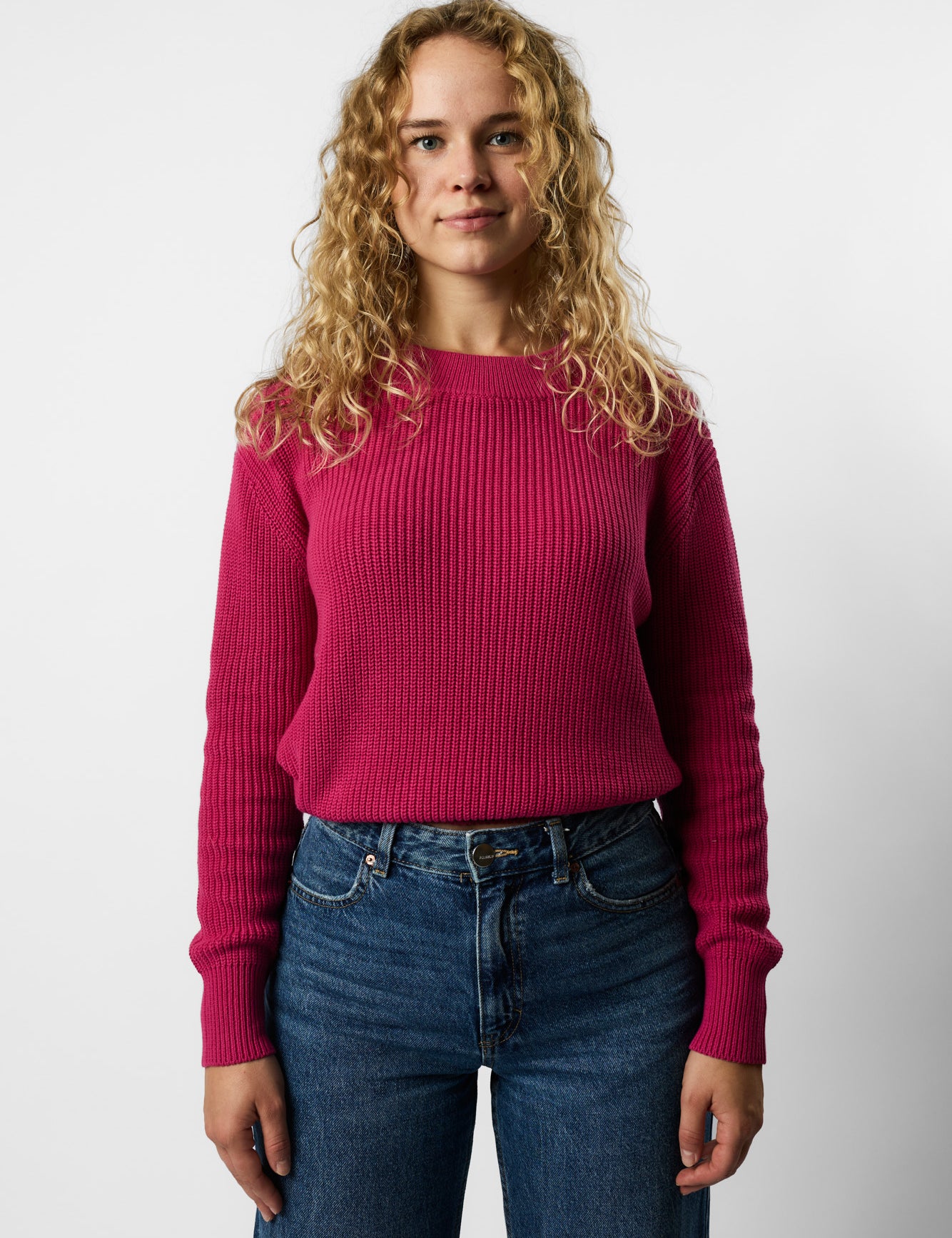 cropped organic knit pullover