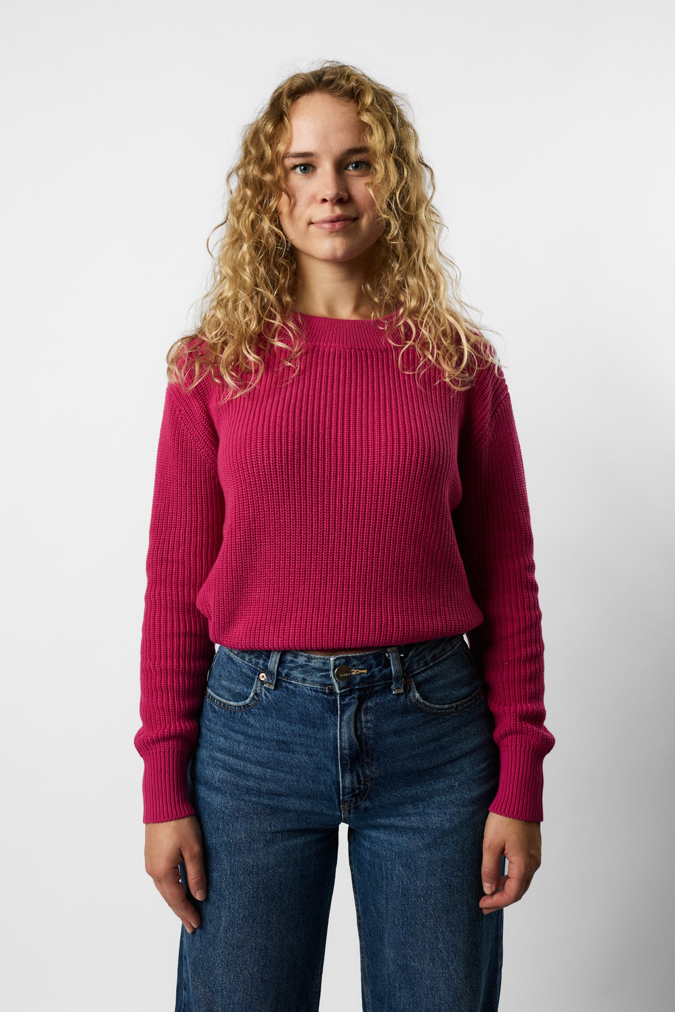 cropped organic knit pullover