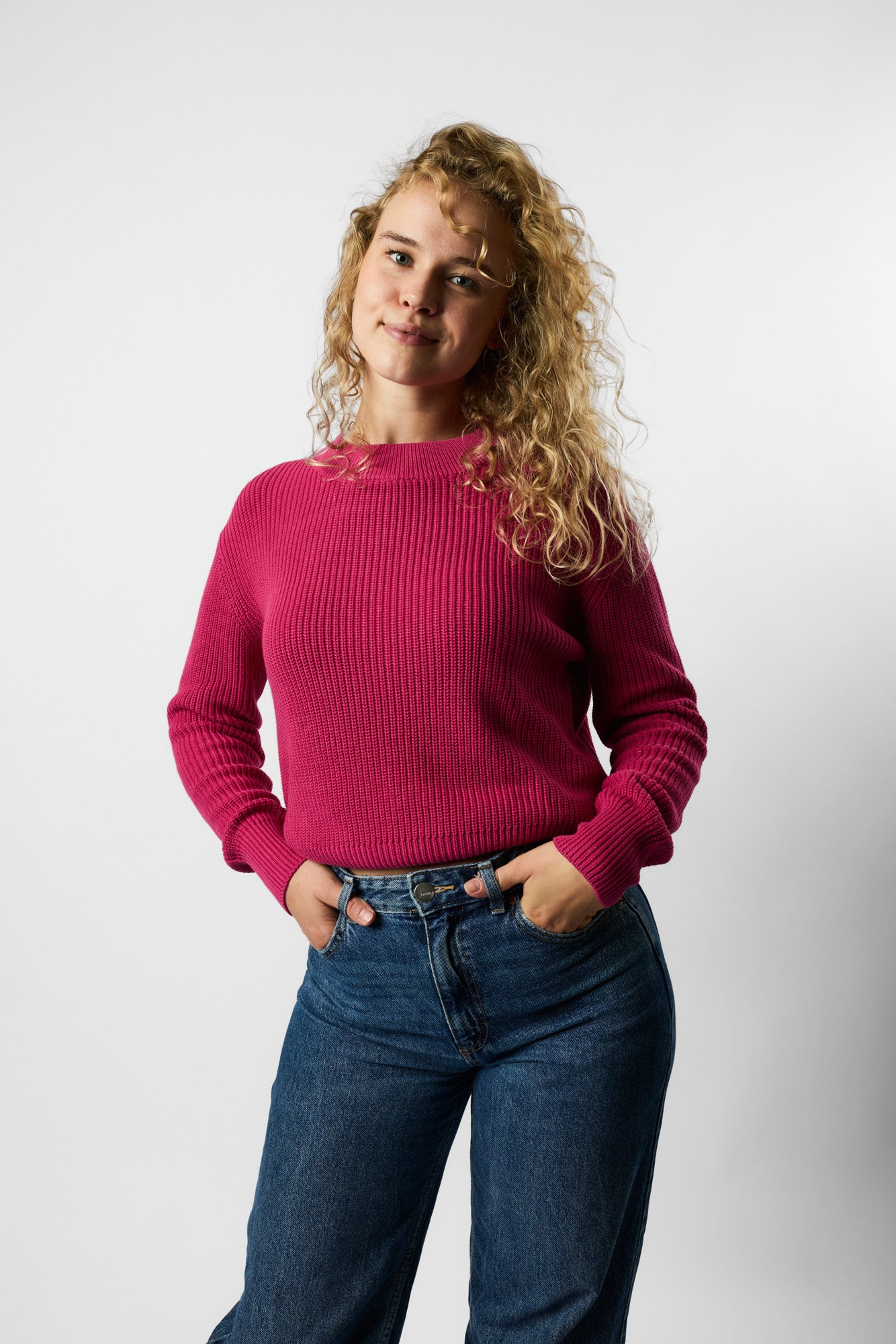 cropped organic knit pullover