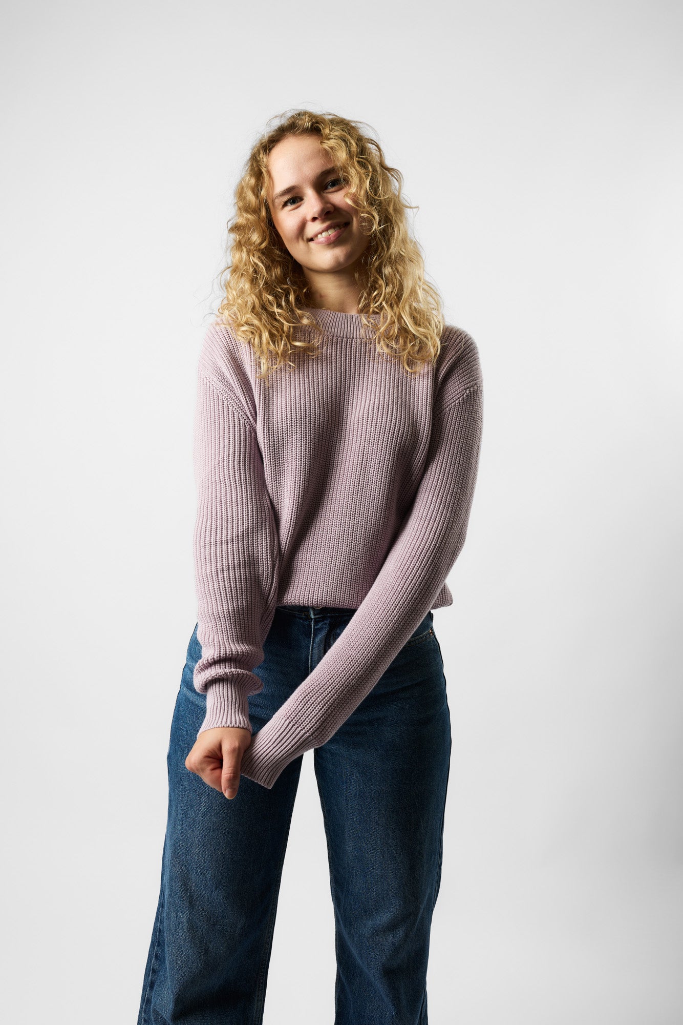 cropped organic knit pullover