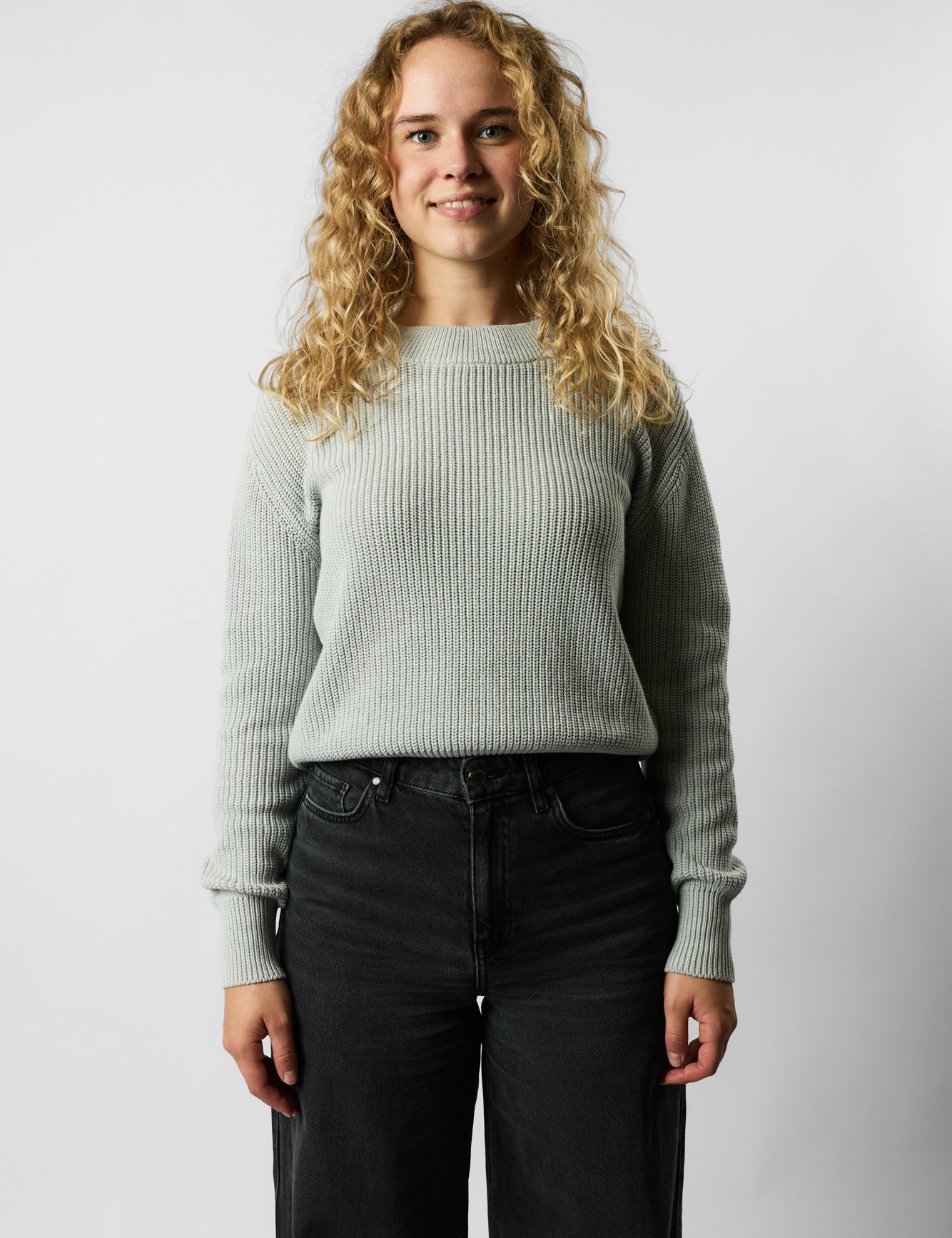 cropped organic knit pullover