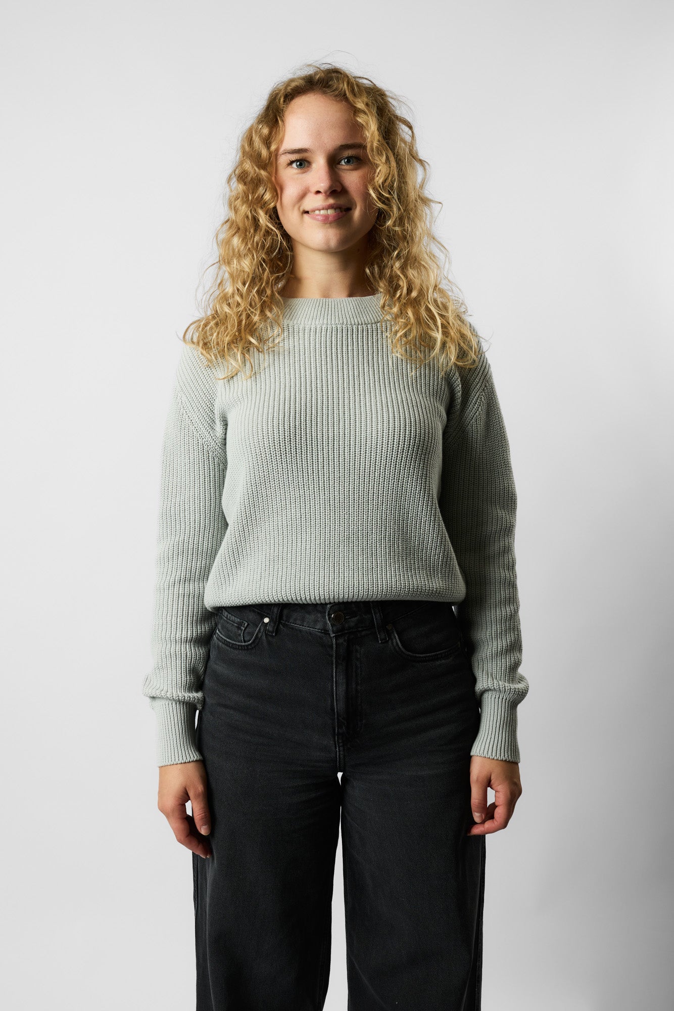 cropped organic knit pullover