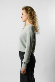 cropped organic knit pullover