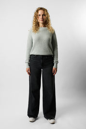 cropped organic knit pullover