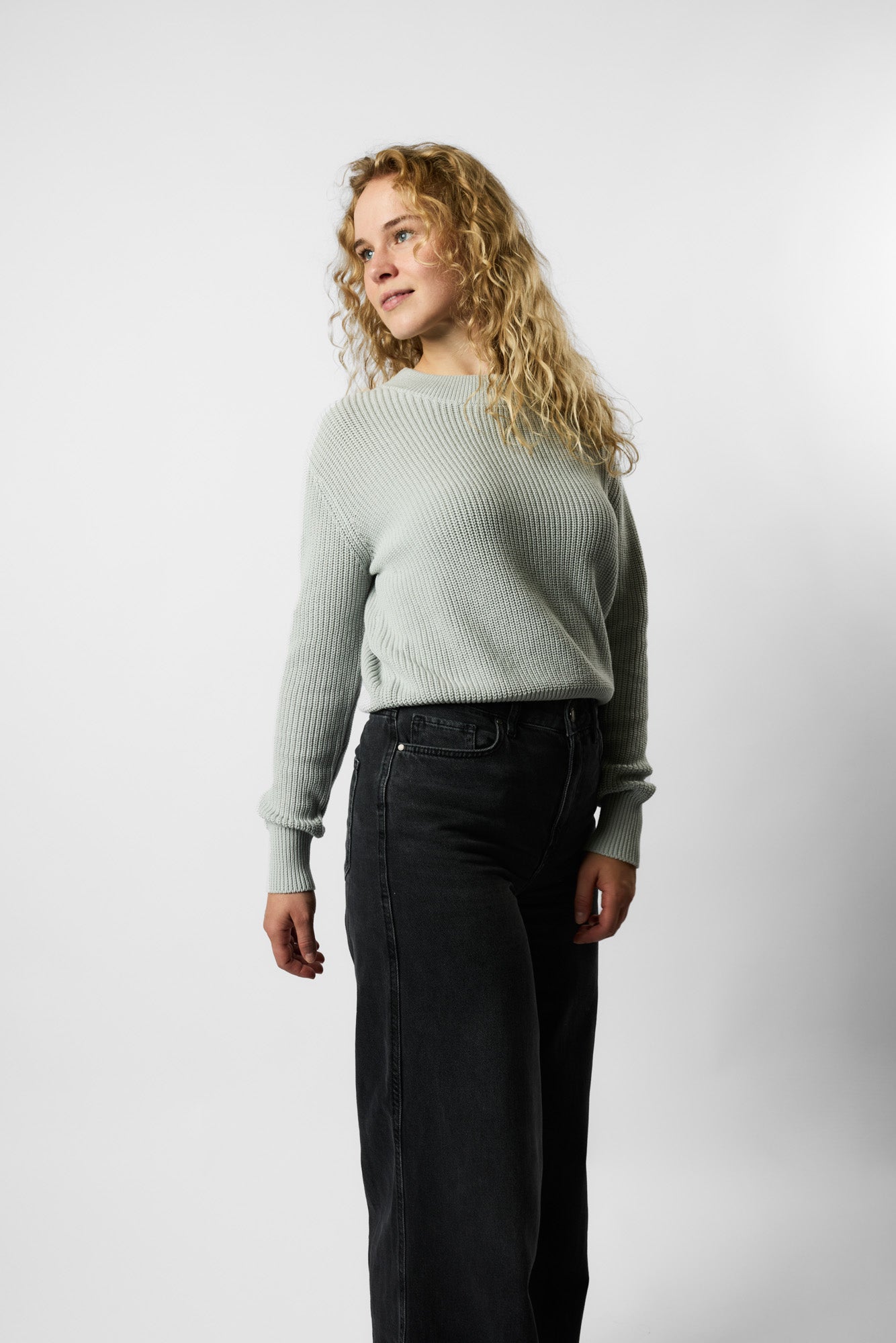 cropped organic knit pullover