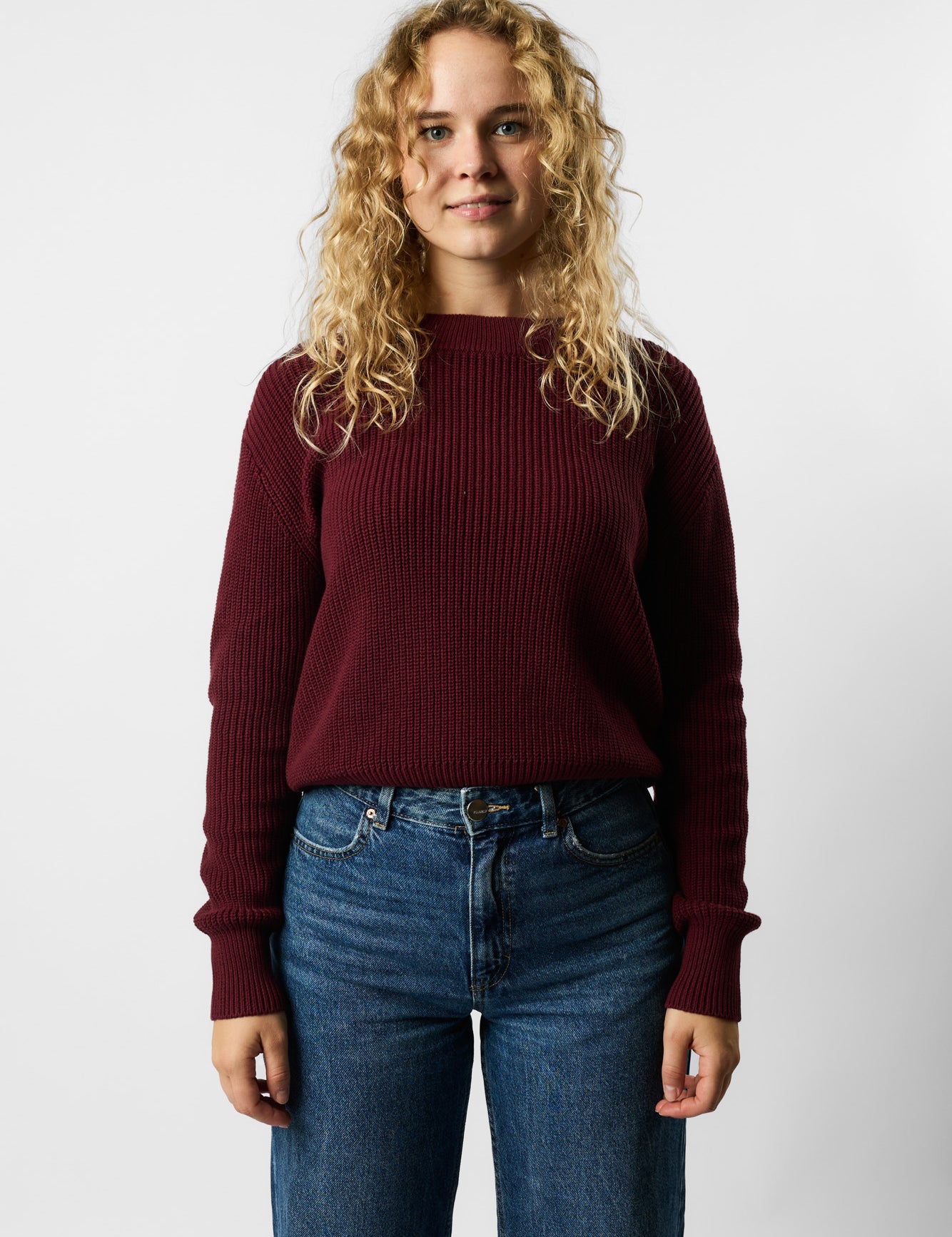 cropped organic knit pullover