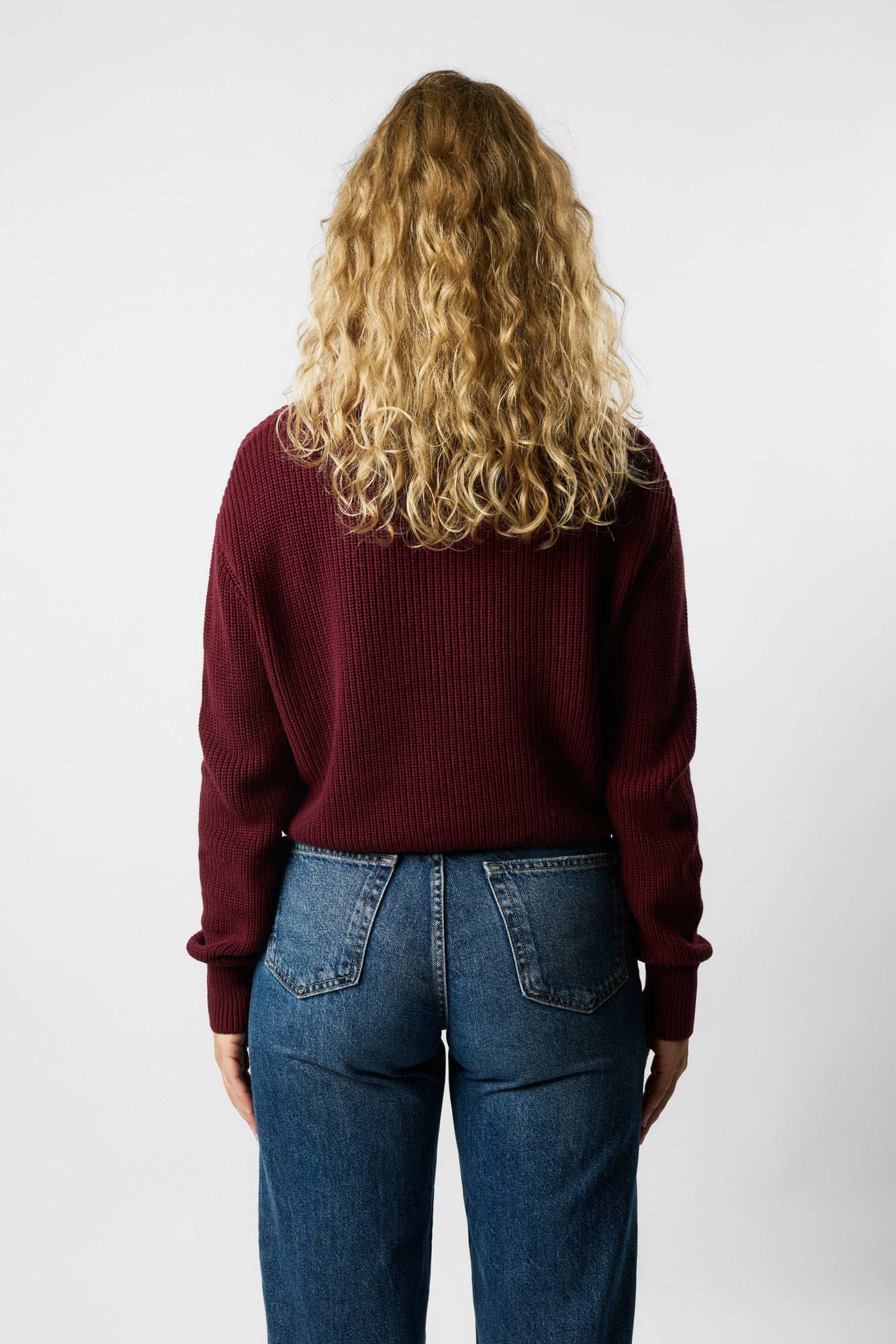 cropped organic knit pullover