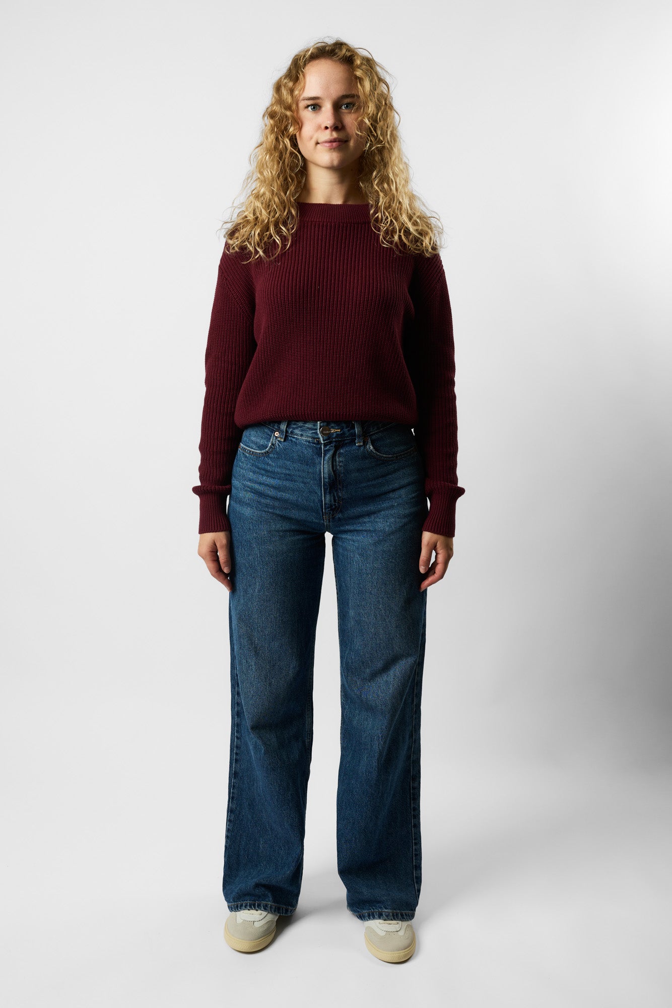 cropped organic knit pullover