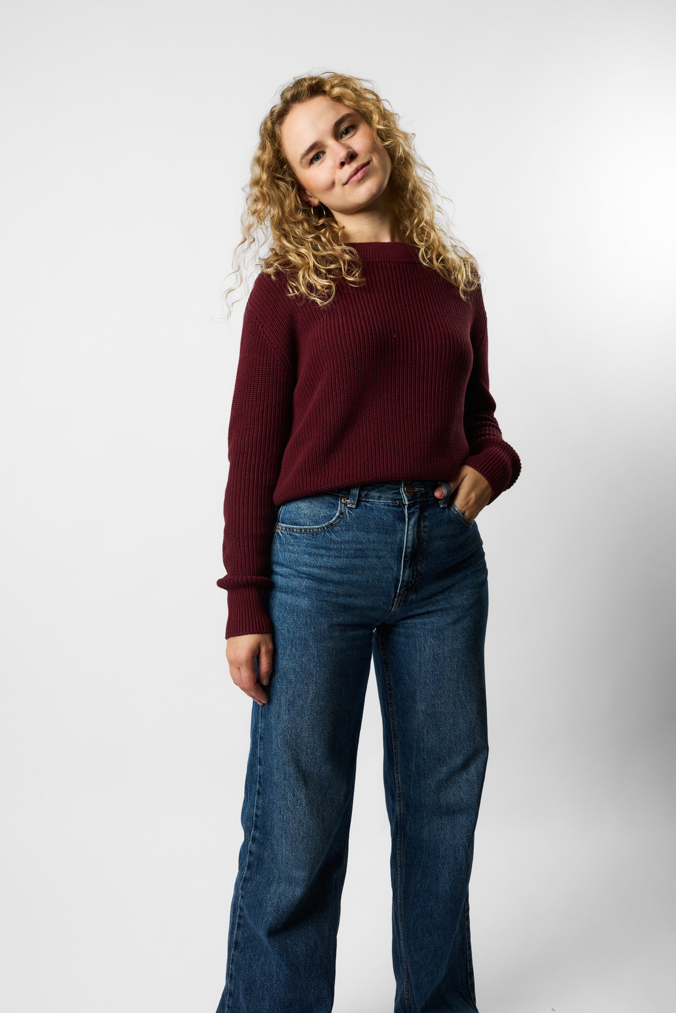 cropped organic knit pullover