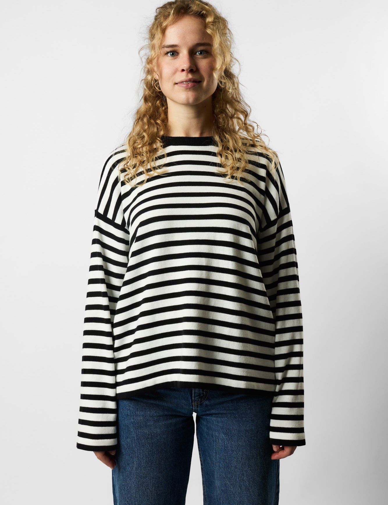 organic knit pullover striped