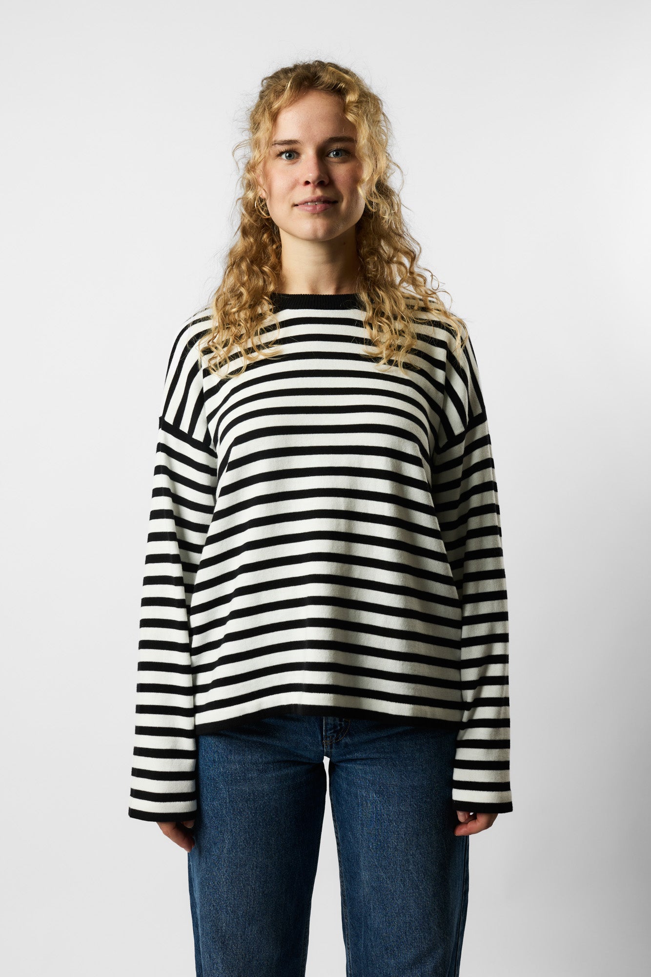 organic knit pullover striped