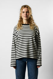 organic knit pullover striped