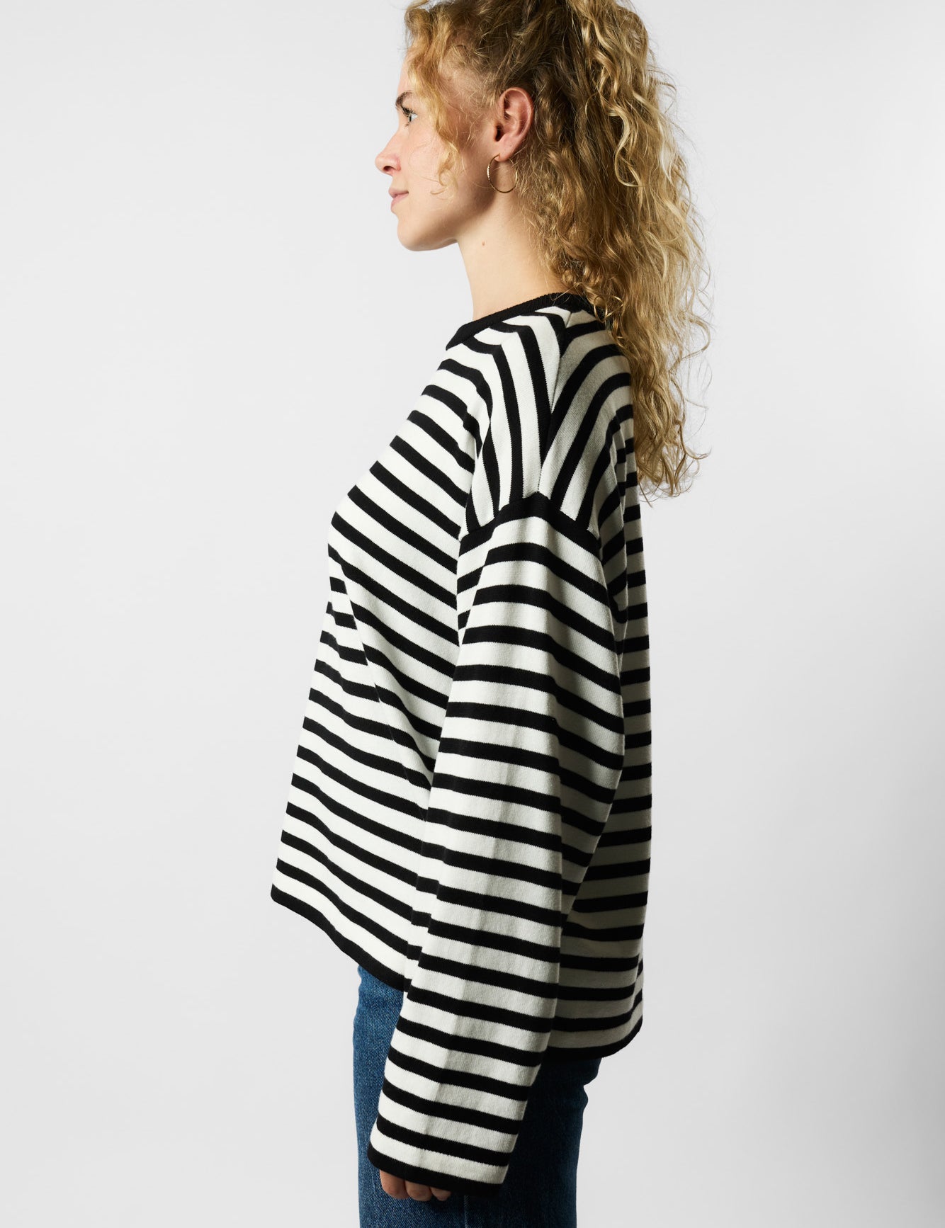 organic knit pullover striped