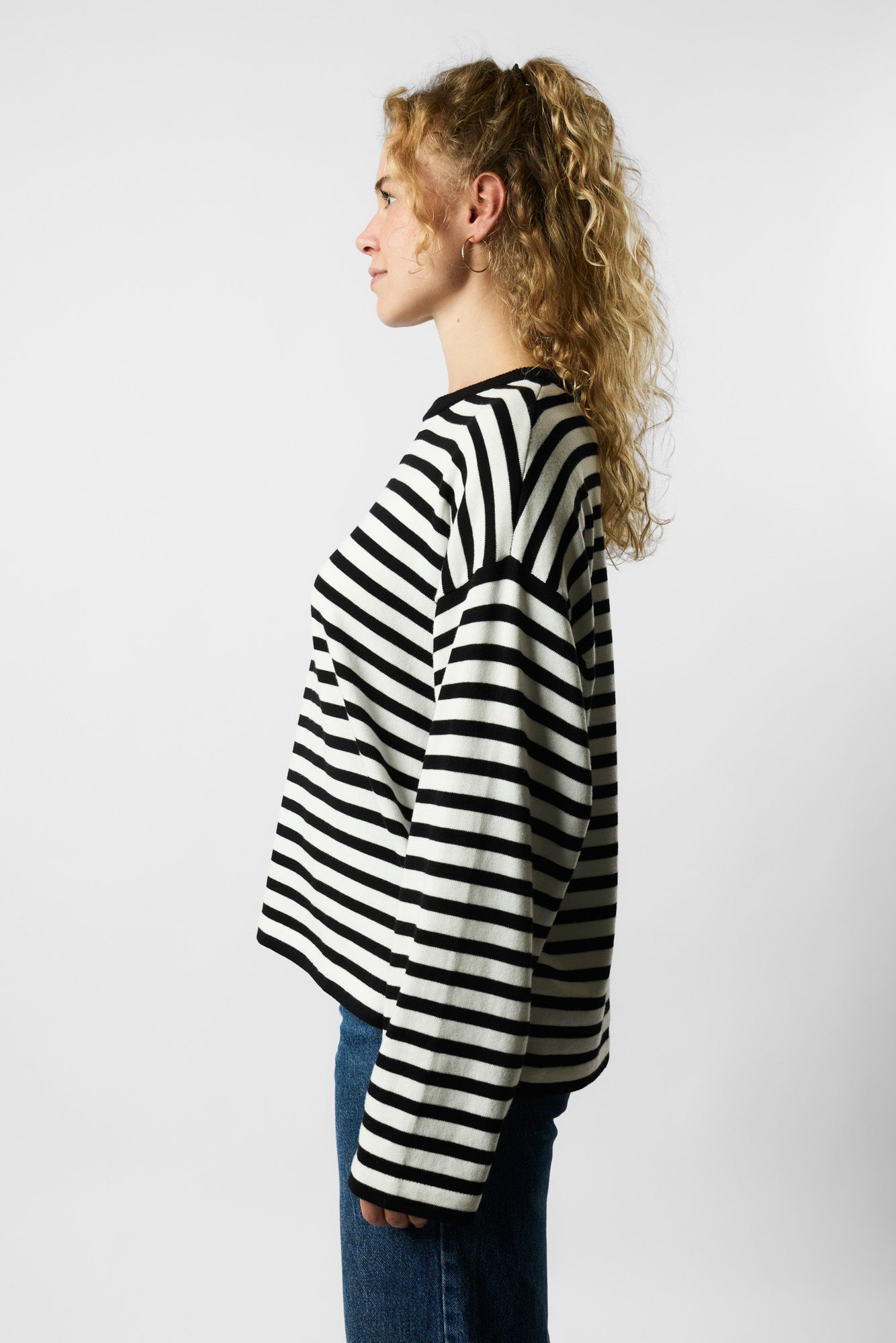 organic knit pullover striped