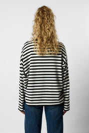 organic knit pullover striped
