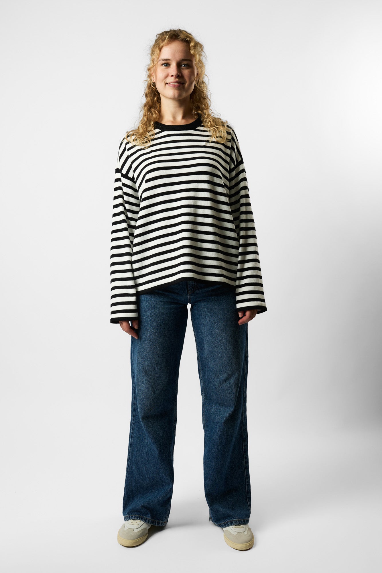 organic knit pullover striped