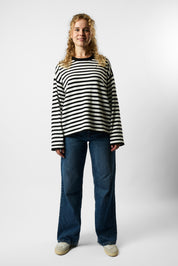 organic knit pullover striped