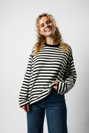 organic knit pullover striped