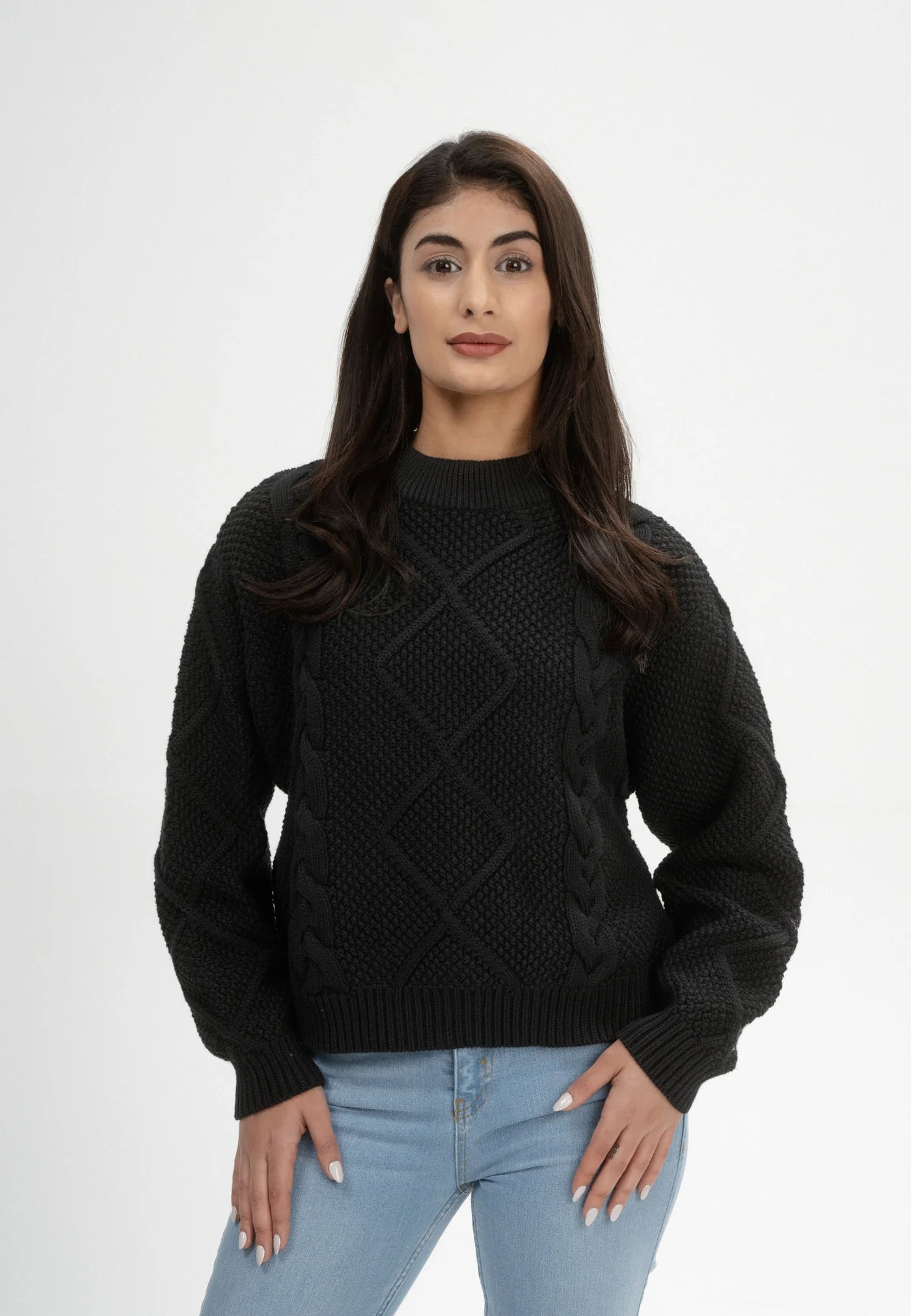 pullover cable knit jumper samaira schwarz