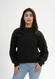 pullover cable knit jumper samaira schwarz